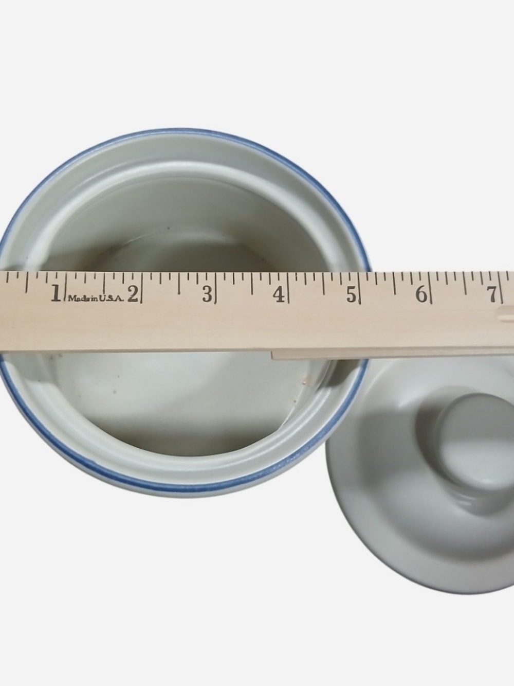 Pfaltzgraff White and Blue Ceramic Butter Tub - Picture 3 of 4